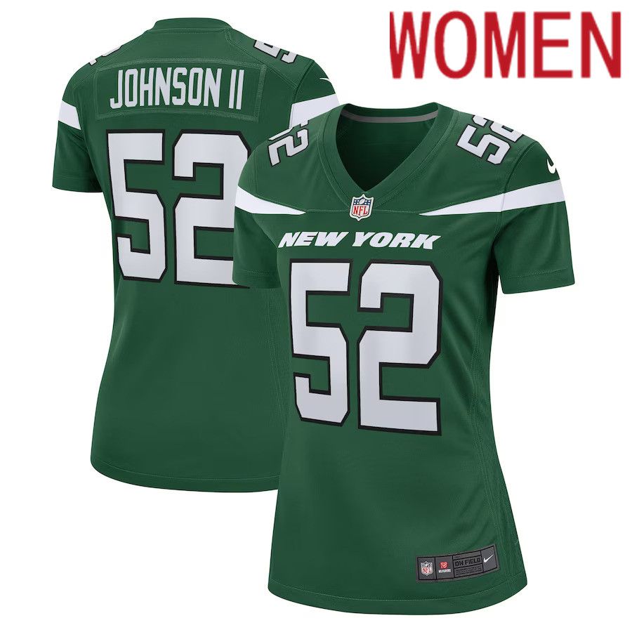 Women New York Jets #52 Jermaine Johnson II Nike Gotham Green Game Player NFL Jersey